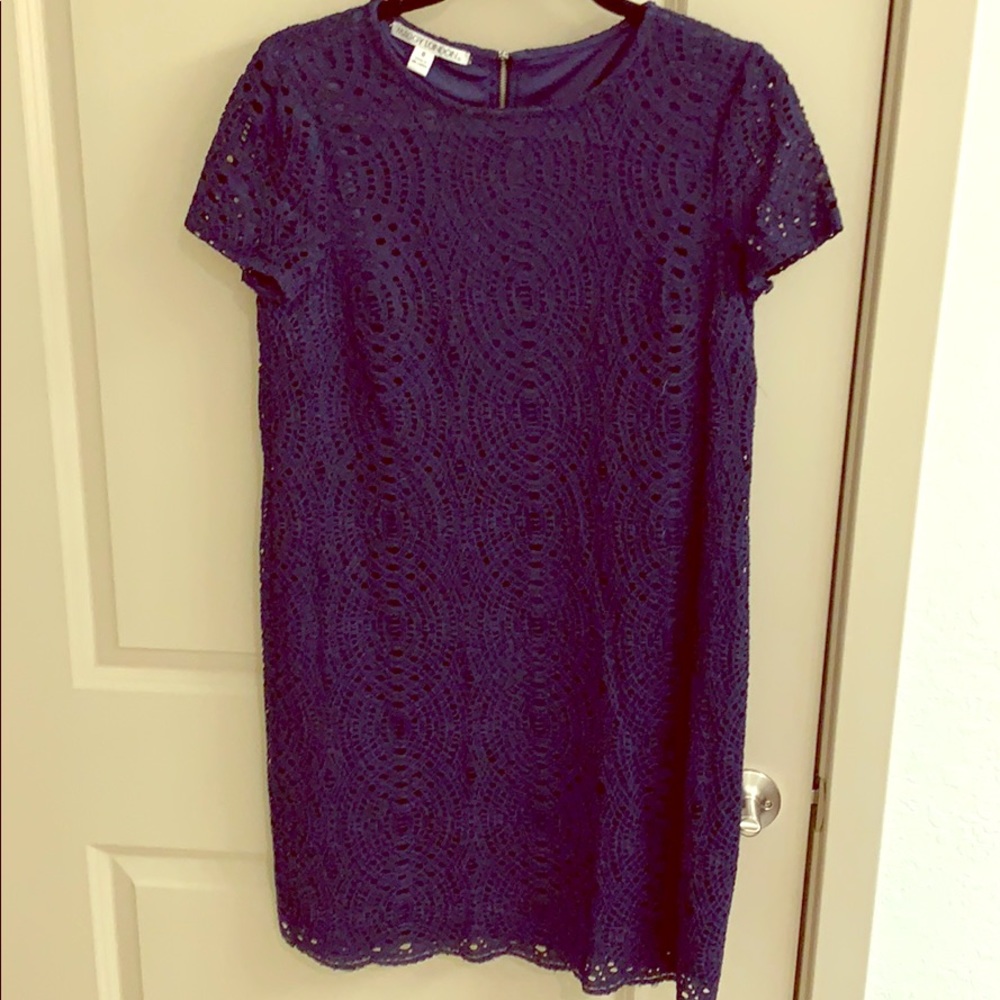 Maggy London navy lace shift dress, 8